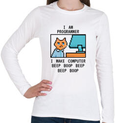 printfashion I am programmer (black) - Női hosszú ujjú póló - Fehér (7244072)