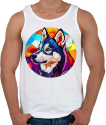printfashion Ólomüveg Husky - Férfi atléta - Fehér (16703030)