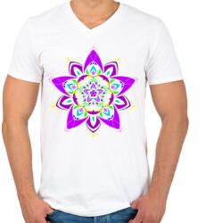 printfashion Marcipán mandala - Férfi V-nyakú póló - Fehér (14709377)