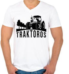 printfashion Traktoros - Férfi V-nyakú póló - Fehér (2167364)