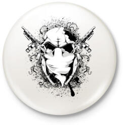 printfashion Fegyveres Koponya - Kitűző, hűtőmágnes - Fehér (3081586)