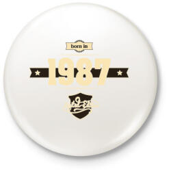 printfashion born-in-1987-cream-choco - Kitűző, hűtőmágnes - Fehér (3076865)