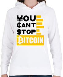 printfashion You-cant-stop-bitcoin - Női kapucnis pulóver - Fehér (6039285)