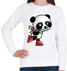 printfashion Panda korcsolyázik - Női pulóver - Fehér (12057860)