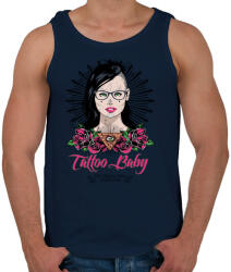 printfashion Tetovált lány - Férfi atléta - Sötétkék (200894)