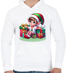 printfashion Karácsonyi manófiú - Férfi kapucnis pulóver - Fehér (14952198)