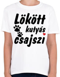 printfashion Lökött kutyás csajszi - Gyerek póló - Fehér (14588376)
