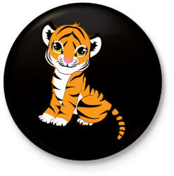 printfashion Baby Tiger - Kitűző, hűtőmágnes - Fekete (3101601)