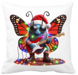 printfashion Vicces karácsonyi gitáros rocker party pillangó / lepke - Párnahuzat, Díszpárnahuzat - Fehér (15247094)