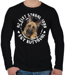 printfashion Németjuhász - Férfi hosszú ujjú póló - Fekete (5437149)