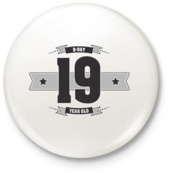 printfashion b-day-19-dark-lightgrey - Kitűző, hűtőmágnes - Fehér (3076370)