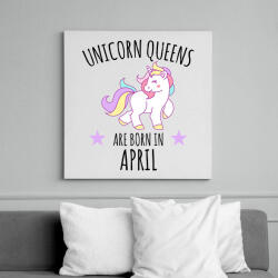 printfashion Unikornis királylányok születésnapja áprilisban - Vászonkép - Fehér (6625433)