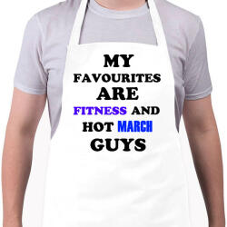 printfashion A kedvenceim a fitnessz és a jó márciusi születésű pasik - Kötény - Fehér (4905437)