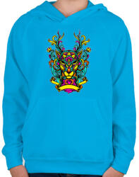 printfashion Szarvas ornamentikából - Gyerek kapucnis pulóver - Azúrkék (8290)