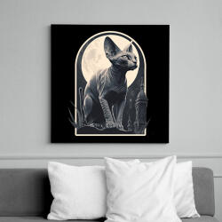 printfashion Szfinx macska és a hold - Vászonkép - Fekete (12607032)