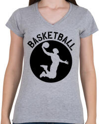 printfashion Kosárlabda - Női V-nyakú póló - Sport szürke (1222904)