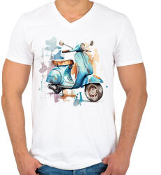 printfashion Motor - Férfi V-nyakú póló - Fehér (16566299)