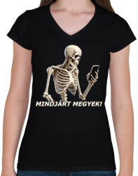 printfashion MINDJÁRT - Női V-nyakú póló - Fekete (15784408)