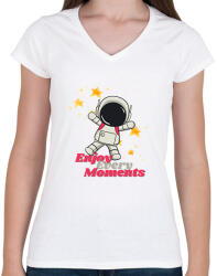 printfashion Enjoy Every Moments - Női V-nyakú póló - Fehér (13927683)