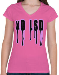 printfashion xD LSD - Női V-nyakú póló - Rózsaszín (2320617)