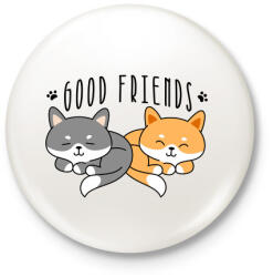 printfashion Cica barátok - Kitűző, hűtőmágnes - Fehér (4790998)