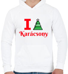printfashion I love Karácsony - Férfi kapucnis pulóver - Fehér (9548580)