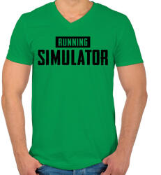 printfashion Running simulator - Férfi V-nyakú póló - Zöld (2317898)