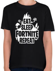 printfashion Eat Sleep Fortnite Repeat Style - Fehér - Gyerek póló - Fekete (1552554)