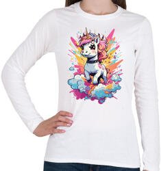 printfashion Unikornis punk - Női hosszú ujjú póló - Fehér (14955325)