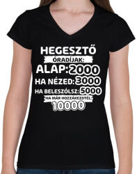 printfashion Hegesztő óradíjak - Női V-nyakú póló - Fekete (9398842)