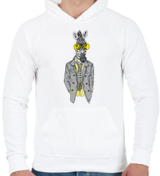 printfashion Hipster Zebra - Férfi kapucnis pulóver - Fehér (1247547)