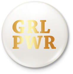 printfashion GRL PWR - Kitűző, hűtőmágnes - Fehér (3074970)