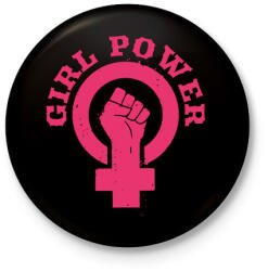 printfashion Girl power symbol - Kitűző, hűtőmágnes - Fekete (12637277)