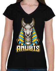 printfashion anubis - Női V-nyakú póló - Fekete (13665008)