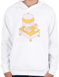 printfashion Lemezlejátszó - Gyerek kapucnis pulóver - Fehér (7652352)