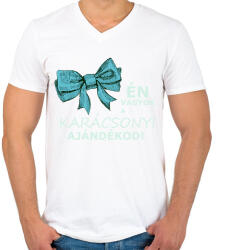 printfashion karácsonyi ajándék - kisfiú - Férfi V-nyakú póló - Fehér (15128585)