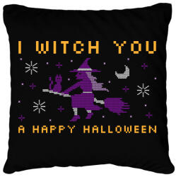 printfashion WITCH YOU A HAPPY HALLOWEEN - Párnahuzat, Díszpárnahuzat - Fekete (9536100)