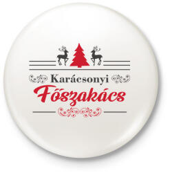 printfashion Karácsonyi főszakács - Kitűző, hűtőmágnes - Fehér (11003004)