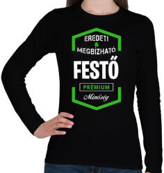 printfashion Festő prémium minőség - Női hosszú ujjú póló - Fekete (1430358)