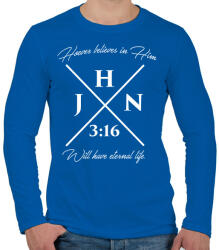 printfashion János 3: 16 - Férfi hosszú ujjú póló - Királykék (271492)