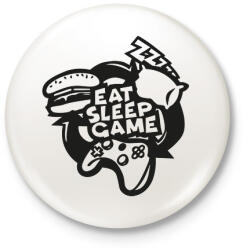printfashion eat sleep game repeat - Kitűző, hűtőmágnes - Fehér (16649062)
