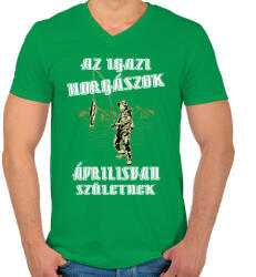 printfashion Áprilisi horgász - Férfi V-nyakú póló - Zöld (4765318)