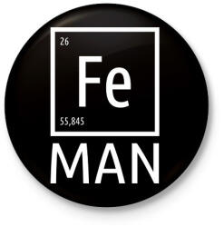 printfashion Periodic Ironman Fehér - Kitűző, hűtőmágnes - Fekete (4257079)