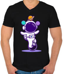 printfashion Űrhajós - Férfi V-nyakú póló - Fekete (5121177)
