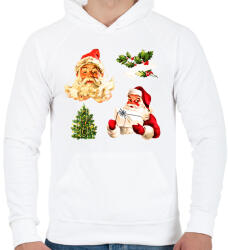 printfashion Retro télapó - Férfi kapucnis pulóver - Fehér (14613789)