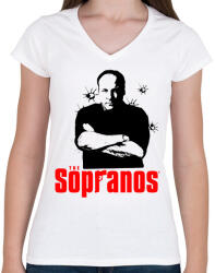 printfashion sopranos-draw - Női V-nyakú póló - Fehér (2073302)