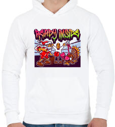 printfashion Graffiti - Karácsony - Férfi kapucnis pulóver - Fehér (4962461)