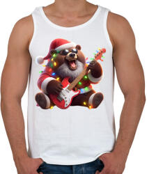 printfashion Vicces karácsonyi gitáros rocker party medve - Férfi atléta - Fehér (15238212)