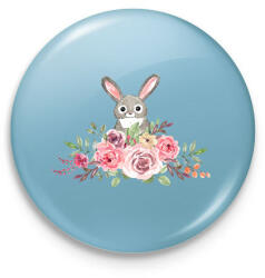 printfashion Rózsás nyuszi - Kitűző, hűtőmágnes - Világoskék (14494610)
