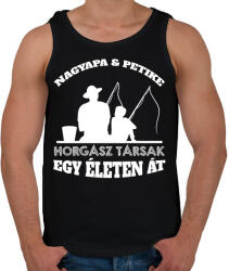 printfashion Horgász társak - Nagyapa és fiú unok névvel - Férfi atléta - Fekete (13783890)